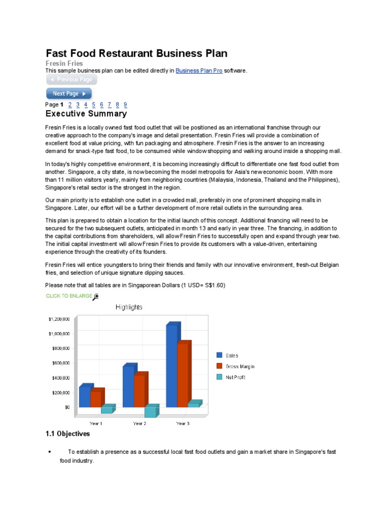 Fast Food Business Plan for Fresin Fries | PDF | Food Industry | Fast Food