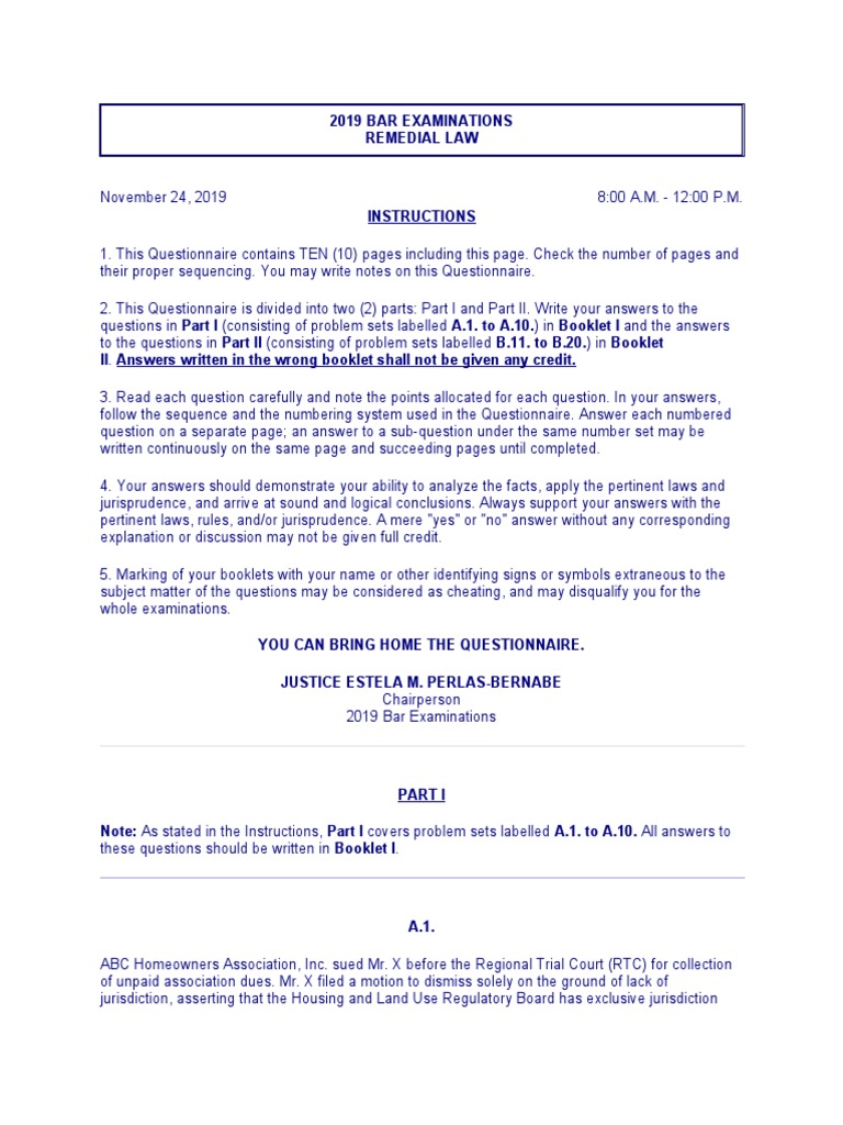2019 Bar Examinations Remedial | PDF | Prosecutor | Plea