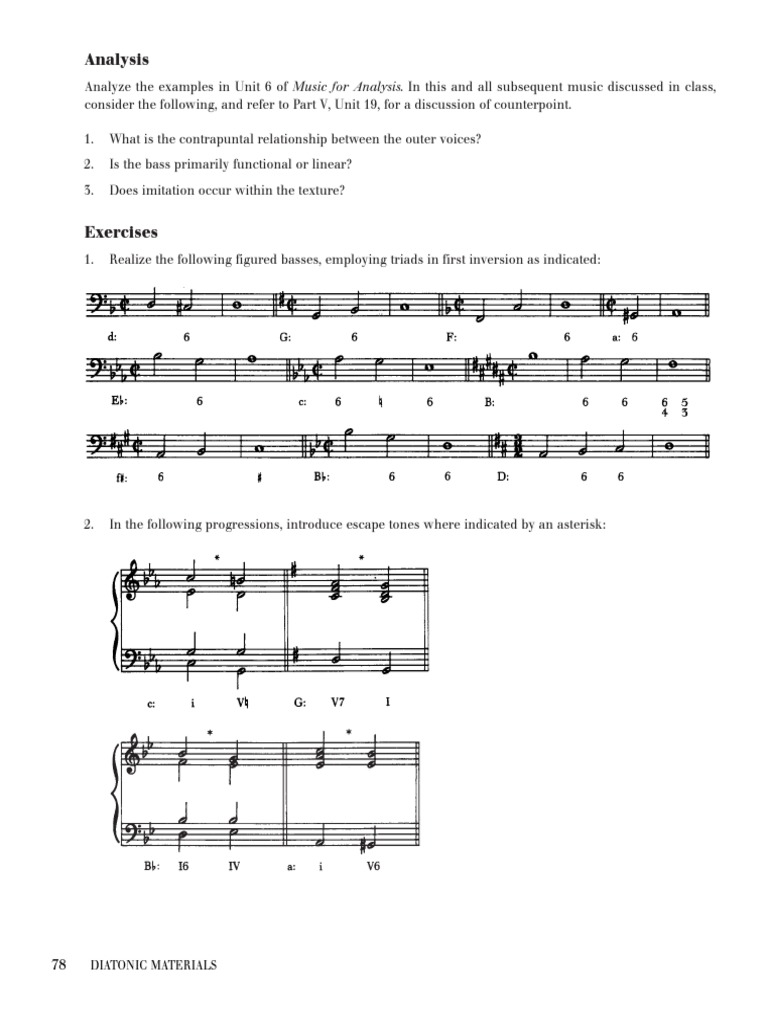 Music Analysis & Exercises Guide | PDF | Pitch (Music) | Musical Scales