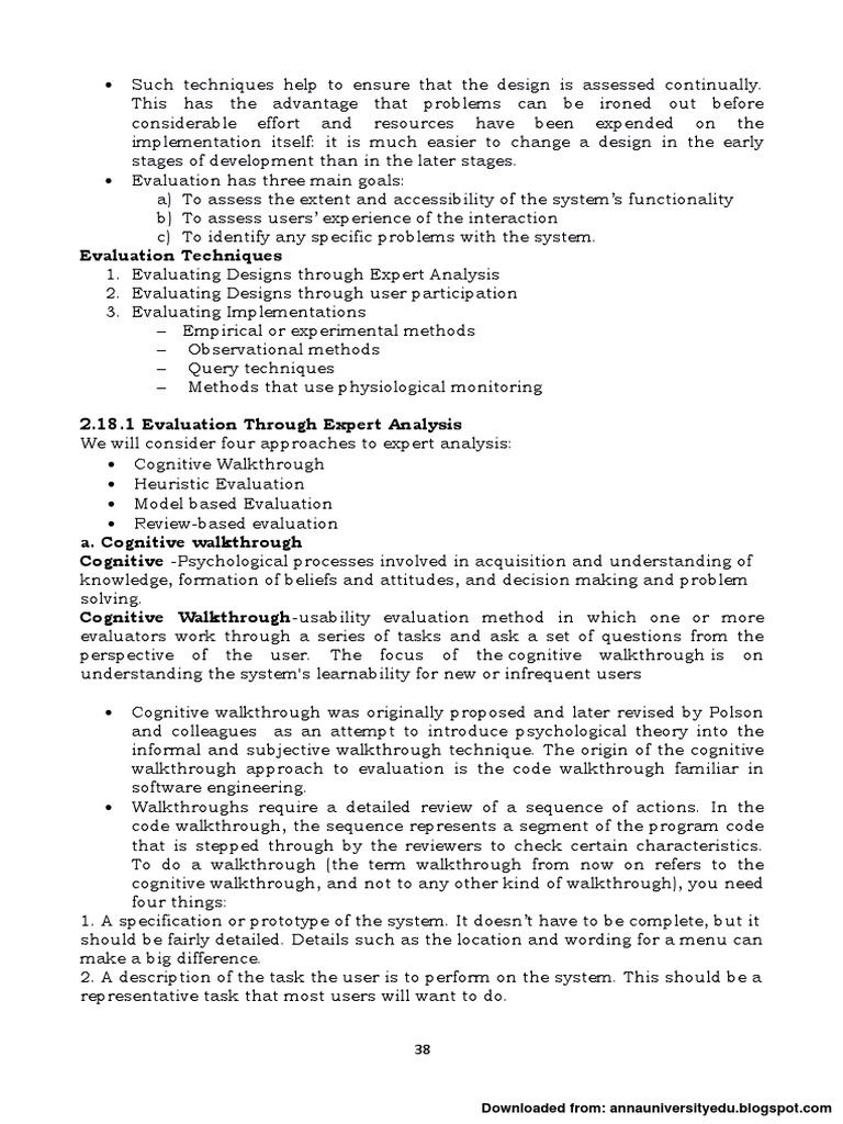 Expert Evaluation Techniques in HCI | PDF | Usability | Cognition