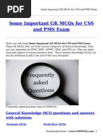 Some Important GK MCQs For CSS and PMS Exam