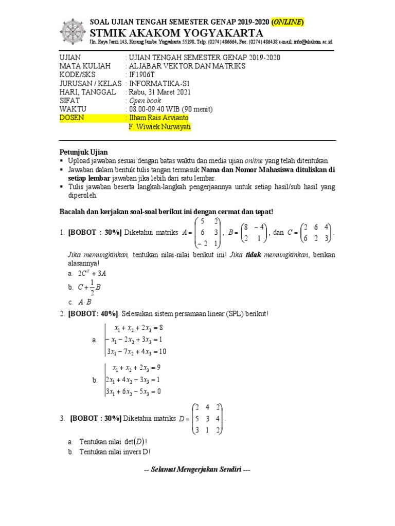 Aljabar Vektor Dan Matriks | PDF
