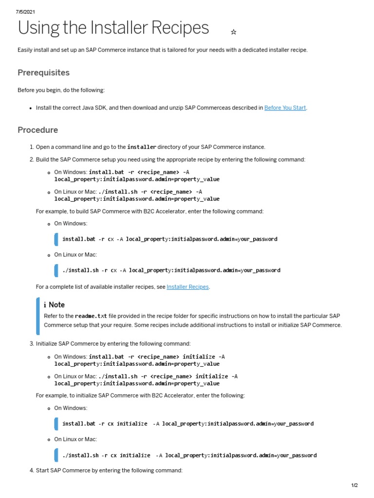 SAP Commerce Setup with Installer Recipes | PDF | Installation ...