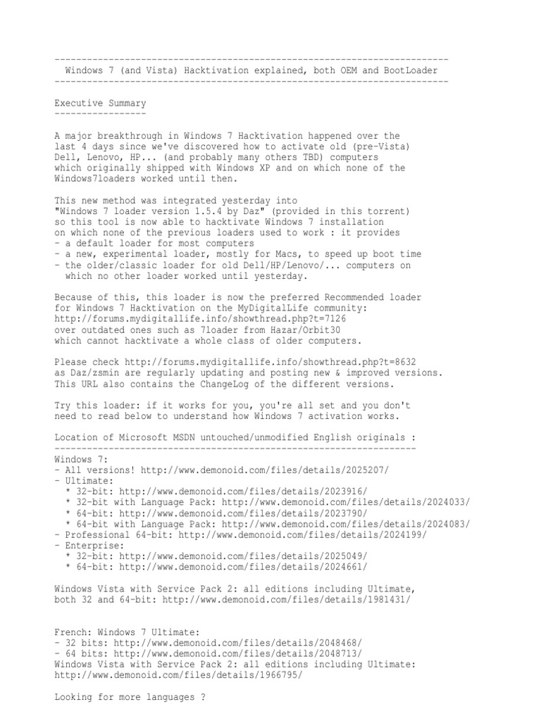 Readme | PDF | Bios | Windows 7