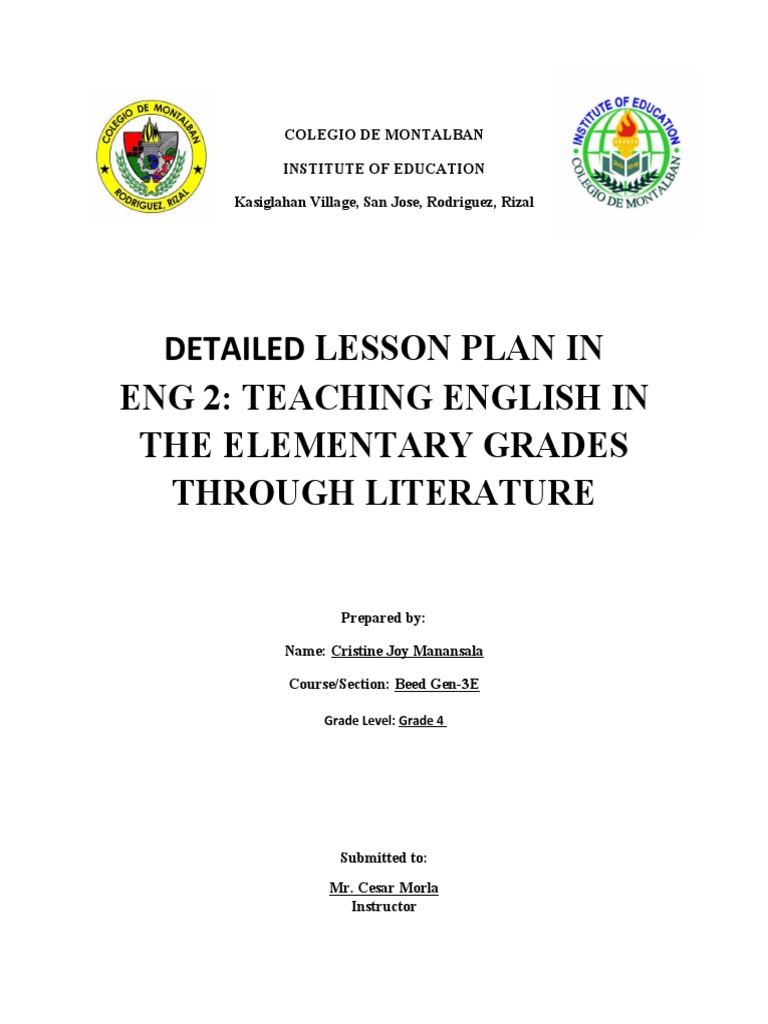 Detailed Lesson Plan in Eng 2 Teaching English in The Elementary