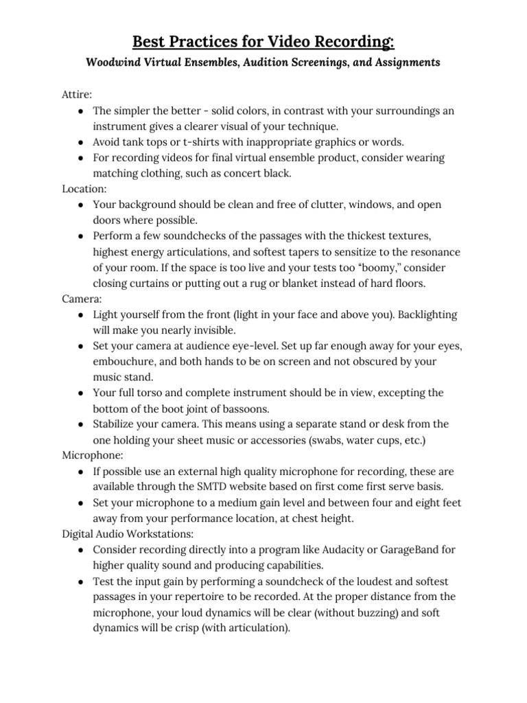 Recording Best Practices PDF