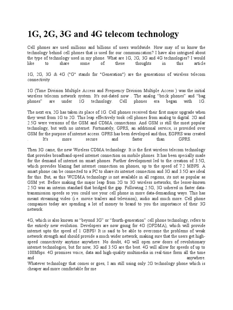 Understanding 3G Technology in Telecom | PDF | 3 G | 4 G
