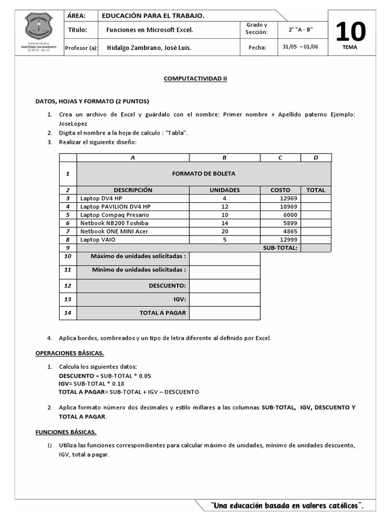 Taller de Excel para Estudiantes | PDF | Microsoft Excel | Informática