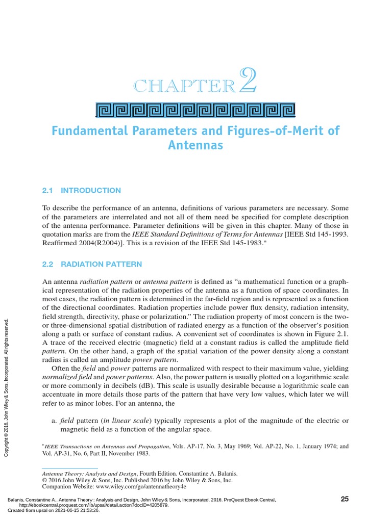 Antenna Theory Analysis And Design Chapter 2 Fundamental Parameters