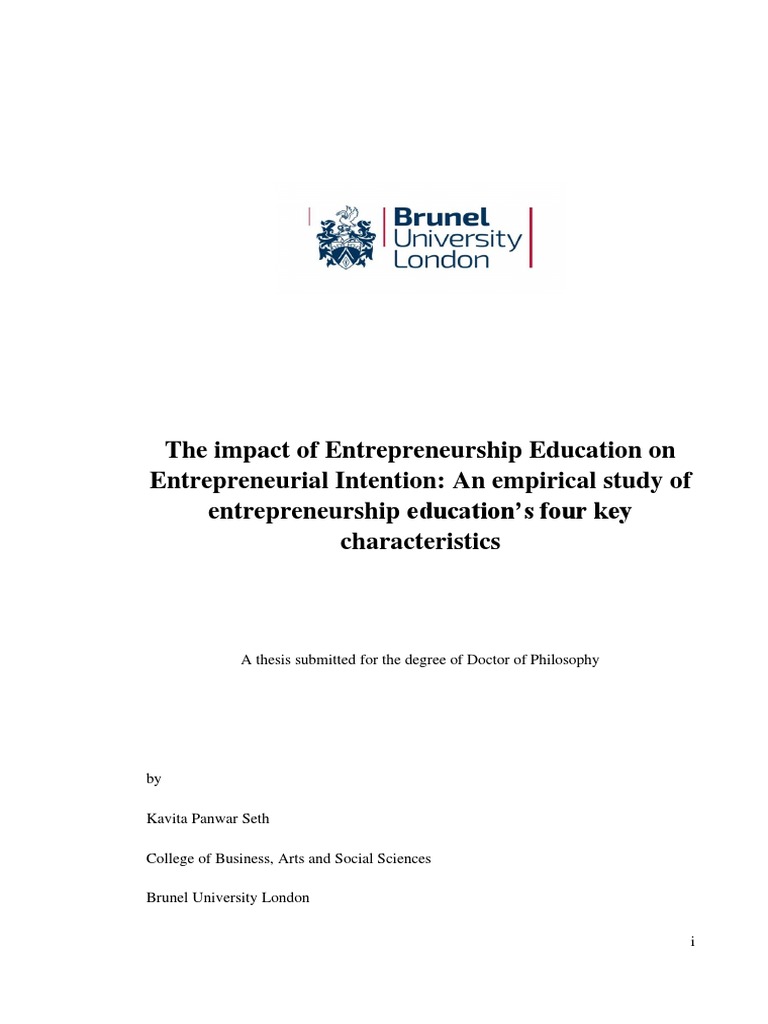 The Impact of Entrepreneurship Education | PDF | Entrepreneurship ...