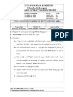 SOP For Cleaning of Bottle Dryer Area