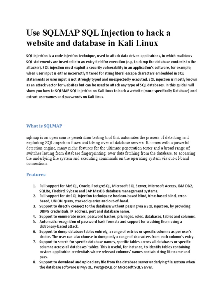 Use SQLMAP SQL Injection To Hack A Website and Database in Kali Linux ...