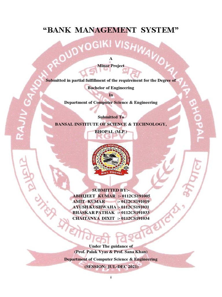 Bank Management System Project Report | PDF | Application Software ...