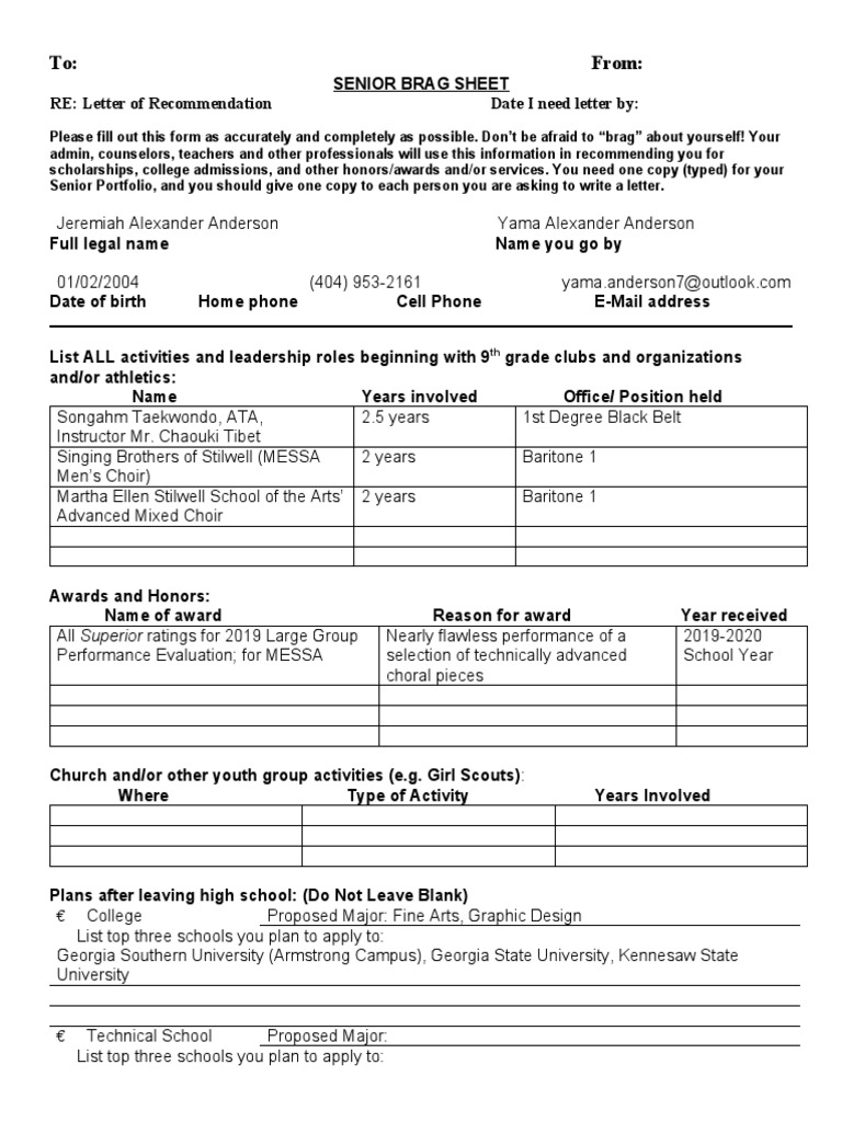 Senior Brag Sheet 2 PDF