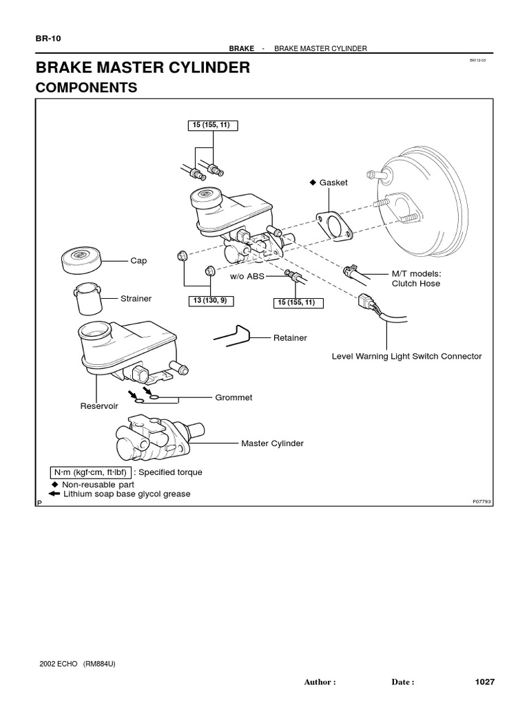 Brake Master Cylinder: Components | PDF