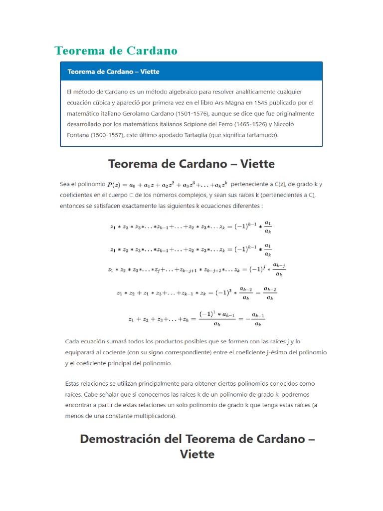 Teorema de Cardano | PDF