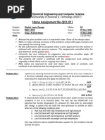 Home Assignment No-3 (CLO1) : School of Electrical Engineering and Computer Science