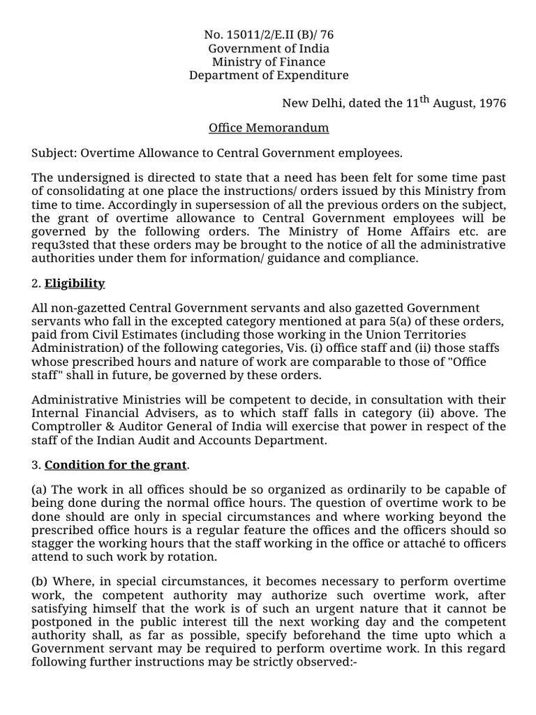 Overtime Allowance Guidelines for Employees | PDF | Overtime | Pension