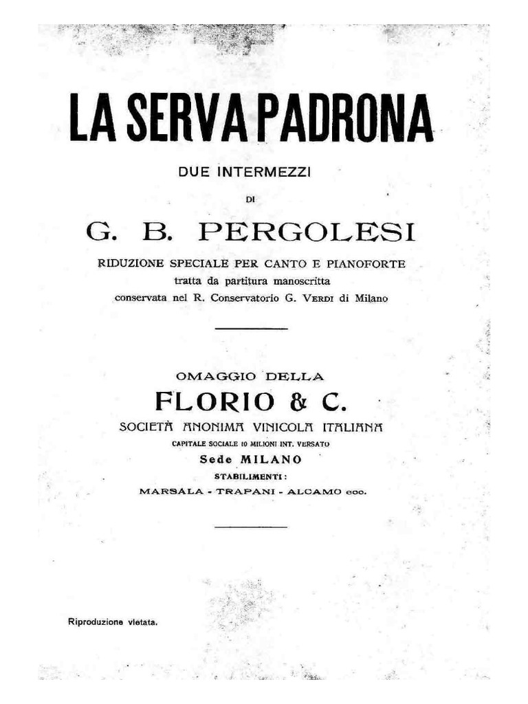La Serva Padrona Full Score PDF