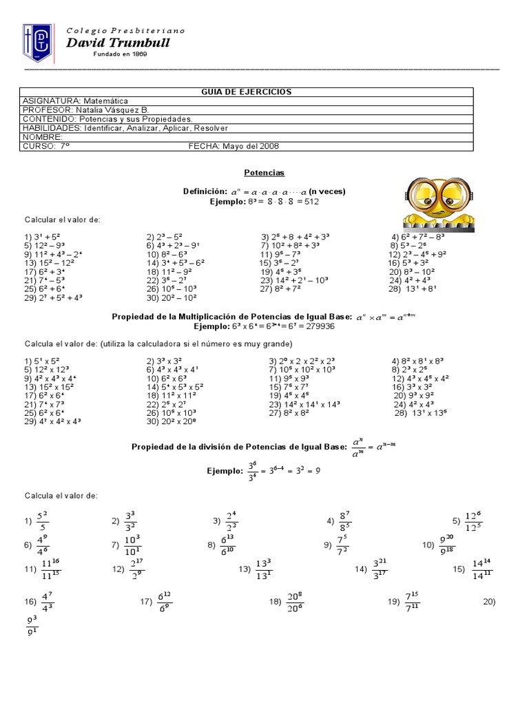 Guia Septimo Potencias Pdf Matemáticas