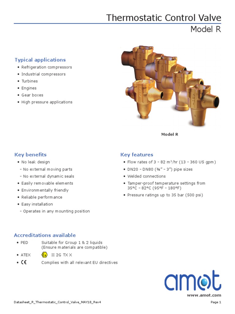 Model R Thermostatic Control Valve | PDF | Viscosity | Valve