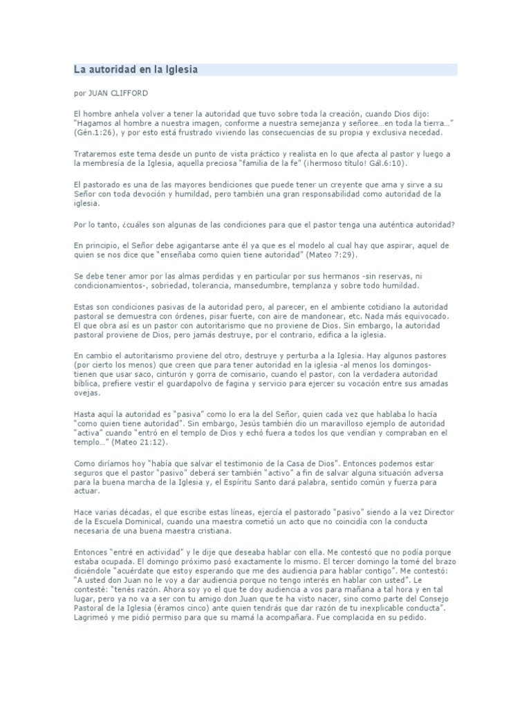 La Autoridad en La Iglesia | PDF | Iglesia Católica | Evangelio de Mateo