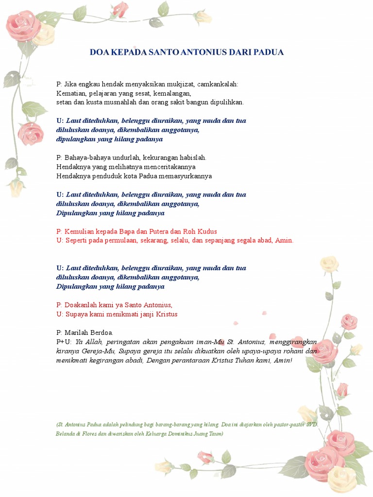 Doa Kepada Santo Antonius Dari Padua | PDF