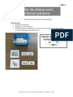 Tarjetas de Sílabas para Conformar Palabras