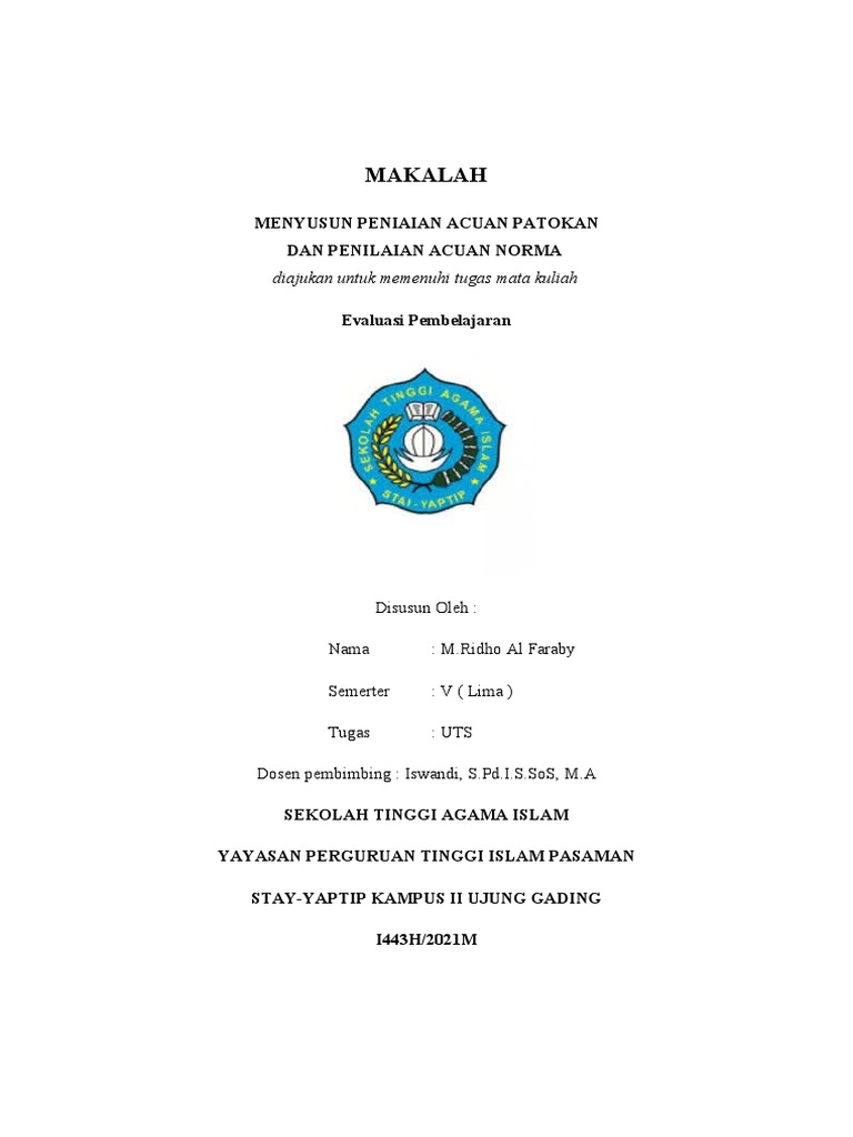 Contoh Cover Makalah UTS Pendidikan | PDF