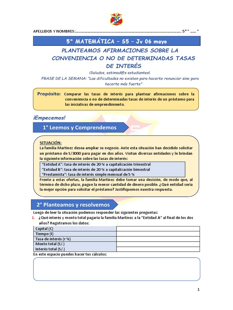 Comparativa de Tasas de Interés para Préstamos | PDF | Tasas de interés