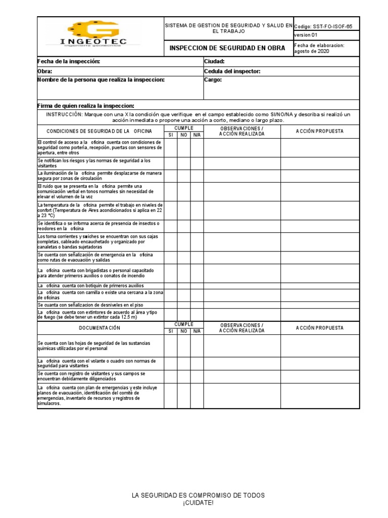 Inspeccion de Seguridad en Obra | PDF