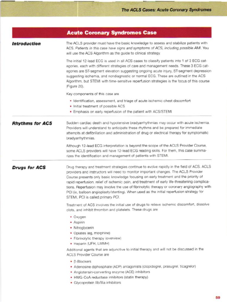 Acute Coronary Syndromes Case | PDF | Myocardial Infarction | Atheroma
