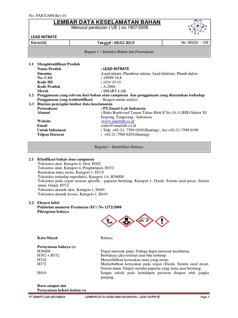 MSDS Lead Nitrate PDF