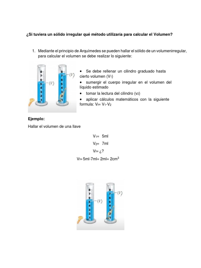 Hoja De Trabajo Sobre La Lectura De Un Cilindro Graduado Método De