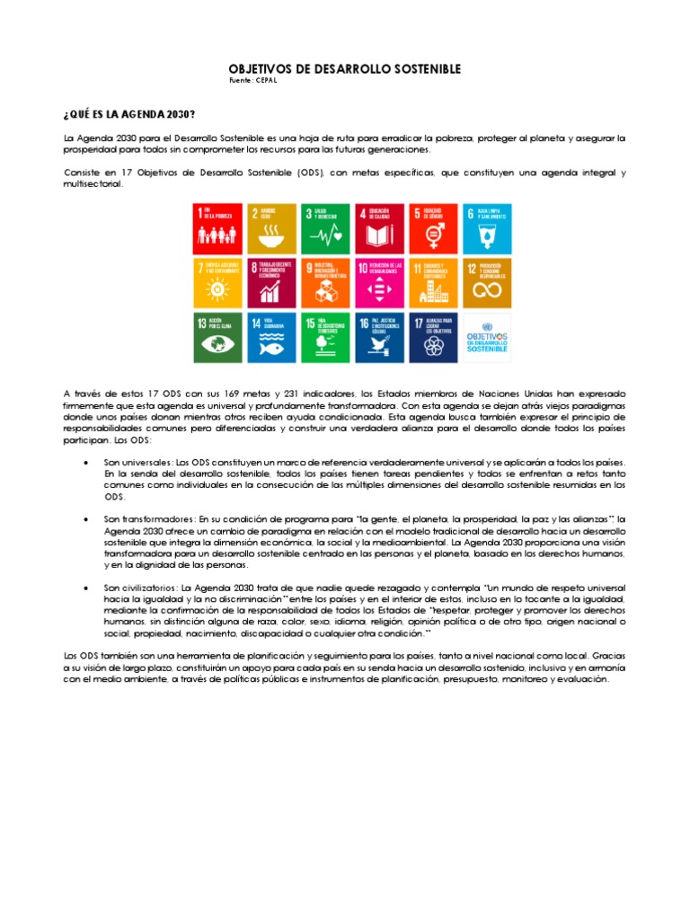 Objetivos de Desarrollo Sostenible 2030 | PDF | Sustentabilidad ...