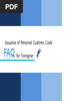 Issuance of Personal Customs Code FAQ For Foreigner