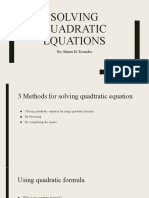 Solving Quadratic Equations: by Shiena M. Escaudro