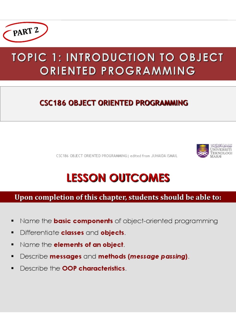 1 Csc186 Object Oriented Programming - Edited From Juhaida Ismail | PDF ...