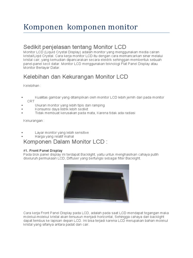 Komponen Utama Monitor LCD | PDF | Komputer