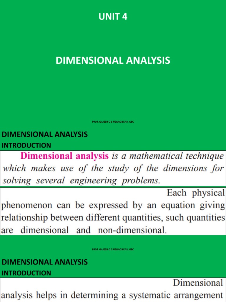 9 Dimensional Analysis | PDF