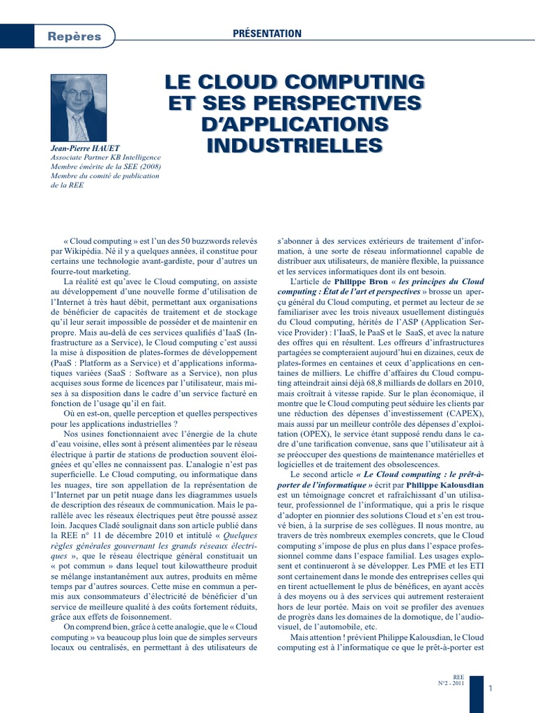 Perspectives du Cloud Computing | PDF | Cloud computing | l'Internet