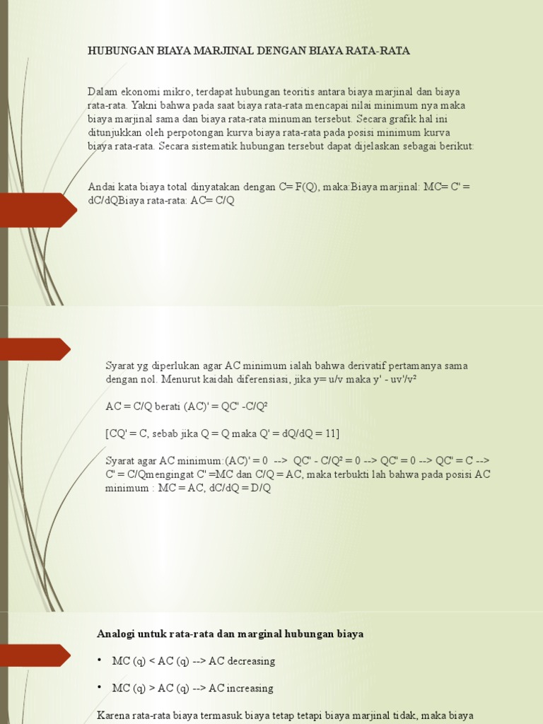 Hubungan Biaya Marjinal dan Rata-rata | PDF | Metode & Bahan Ajar