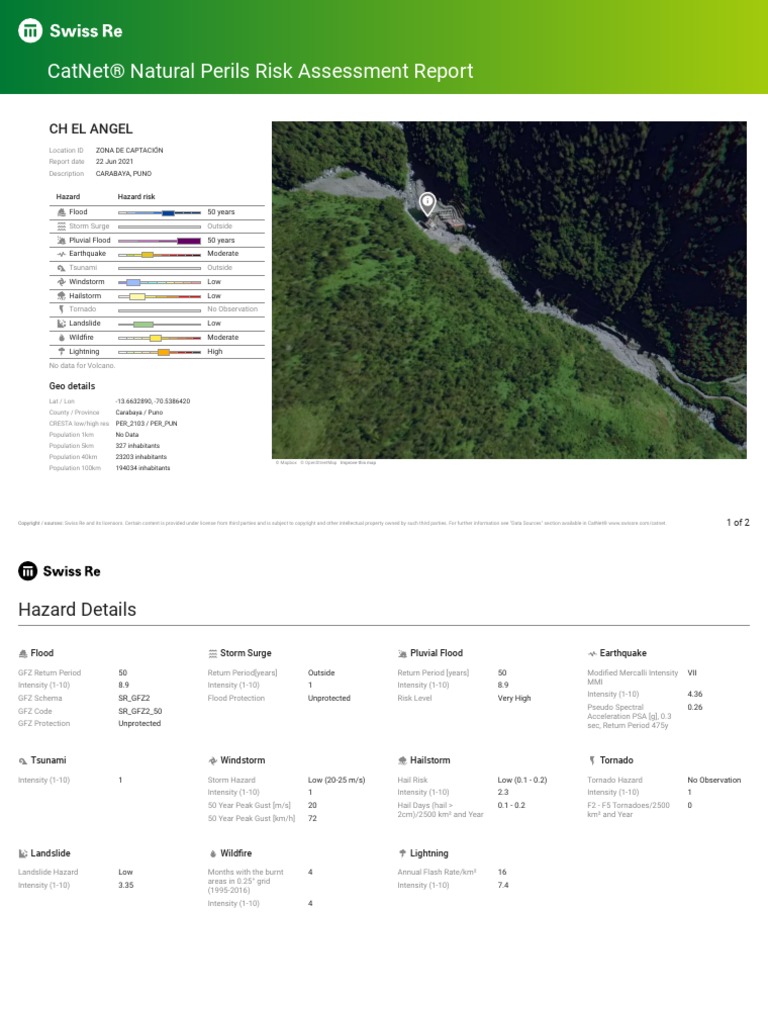 Catnet® Natural Perils Risk Assessment Report: CH El Angel | PDF ...