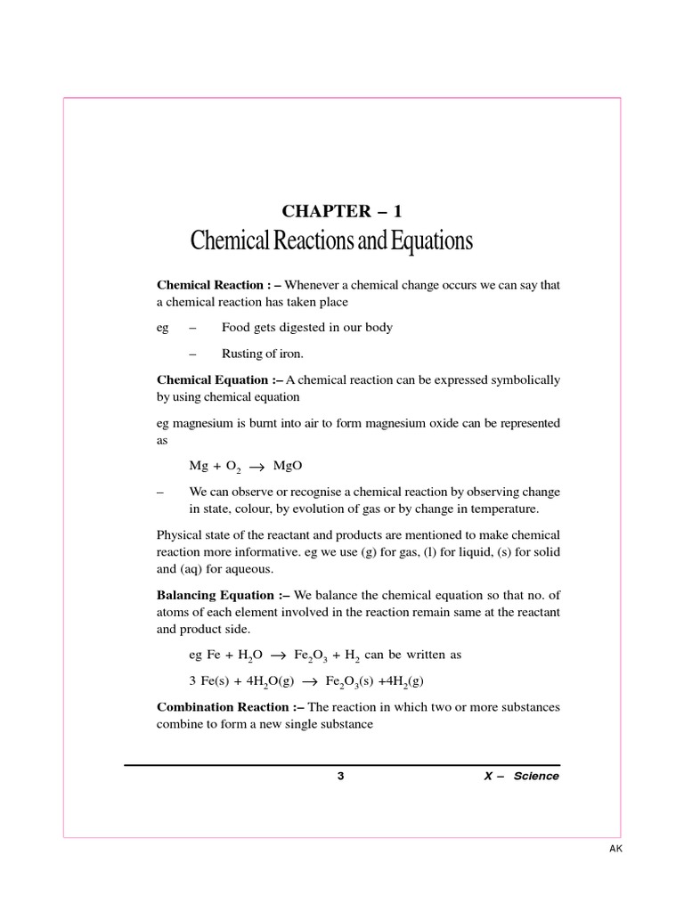 Chemical Reactions and Equations: Chapter - 1 | PDF | Redox | Chemical ...