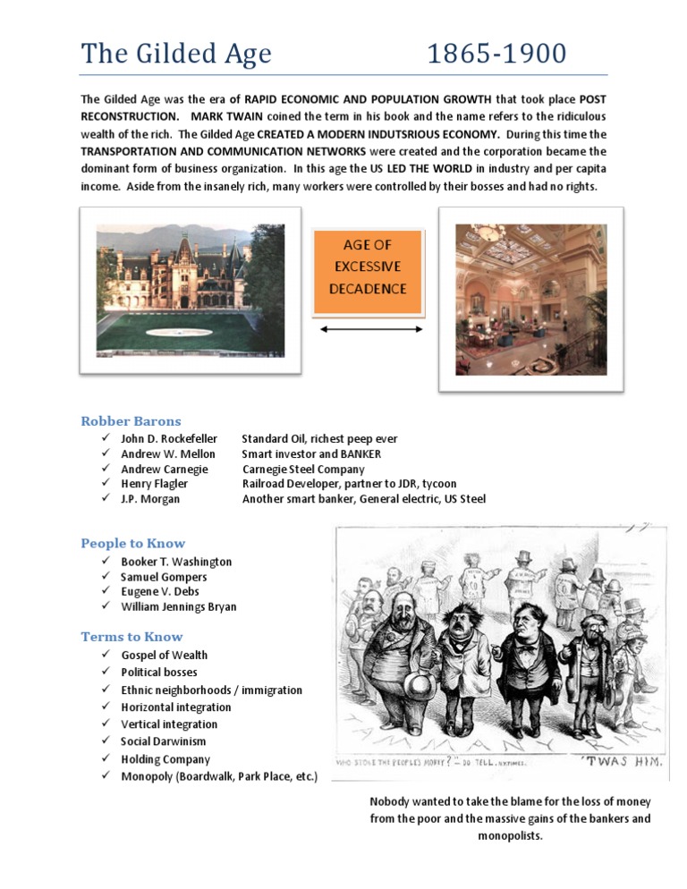 Overview of the Gilded Age (1865-1900) | PDF | History | Young Adult