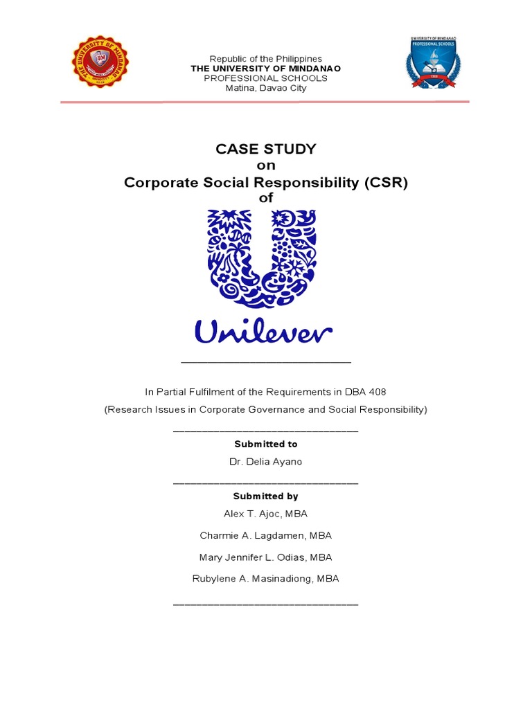 Unilever Case Study Pdf Corporate Social Responsibility