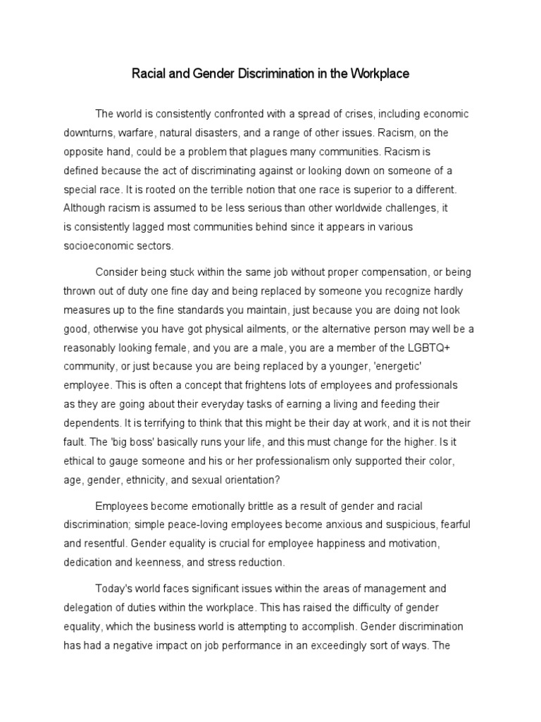 POSITION PAPER Racial and Discrimination PDF Discrimination