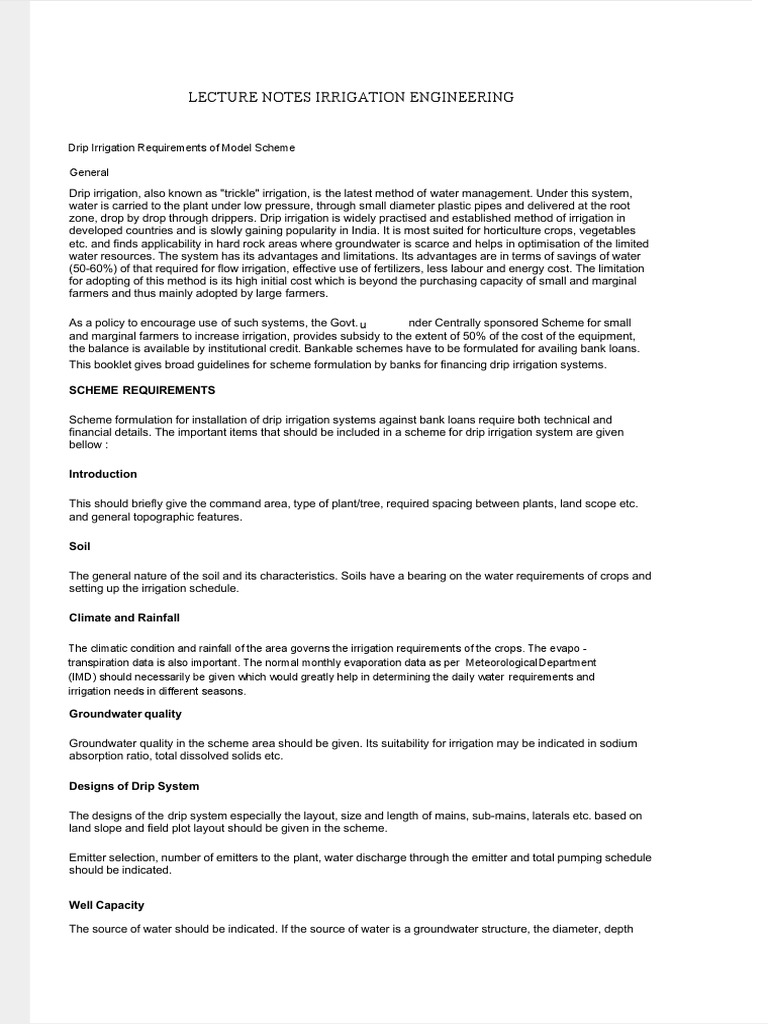 Drip Irrigation Class Notes PDF Irrigation Hydrology
