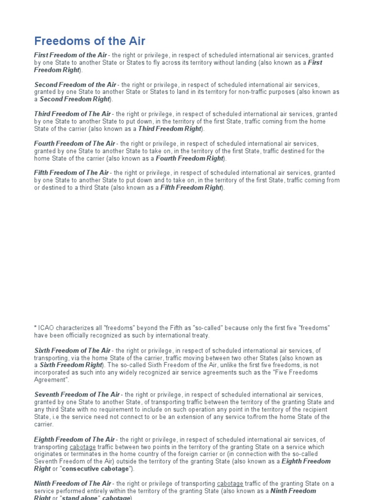Freedoms of The Air | PDF | Special Drawing Rights | International ...