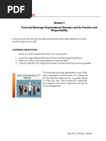 Food and Beverage Organizational Structure and Its Function and Responsibility